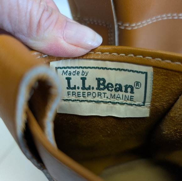 LL Bean Men’s VTG Brown Leather/Rubber 10” Tall Duck Boots Size 7 GW Unlined main image 3